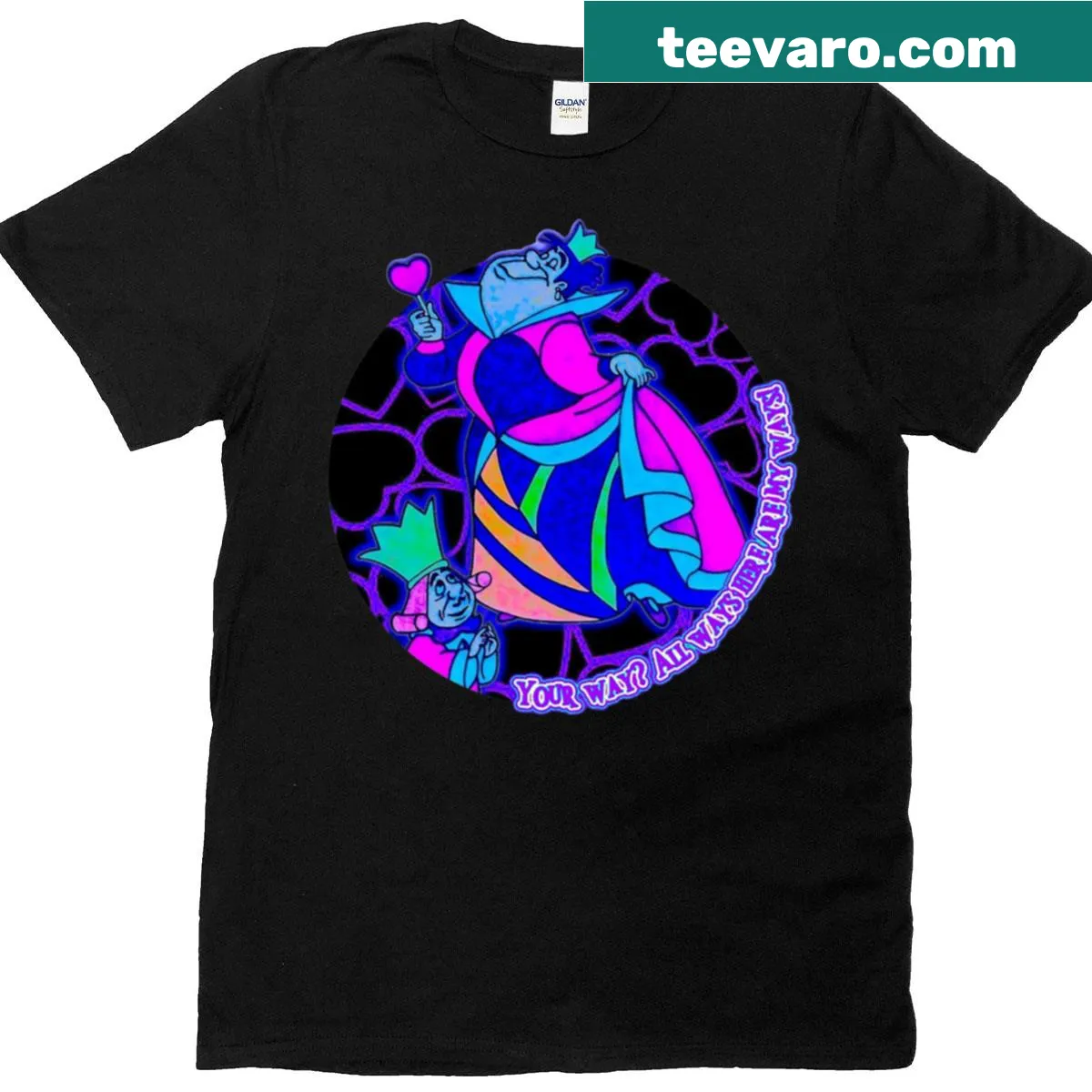 Queen of Hearts graphic design T-shirt featuring crown and heart motif — on a men's t-shirt