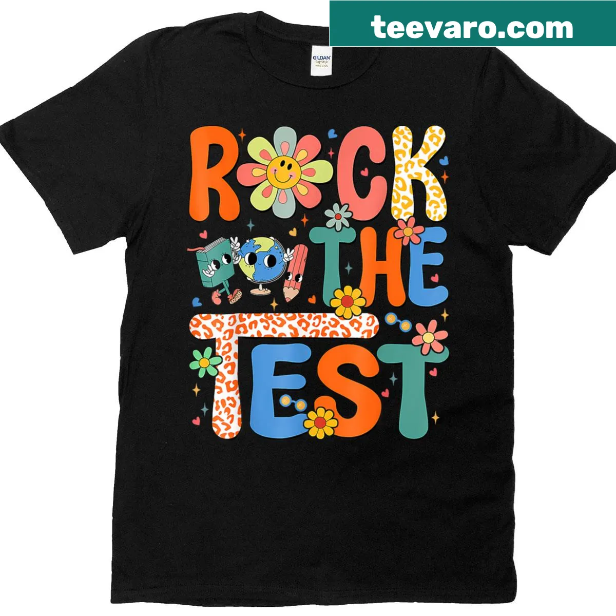 Groovy retro Testing Day T-shirt for teachers and students — on a men's t-shirt
