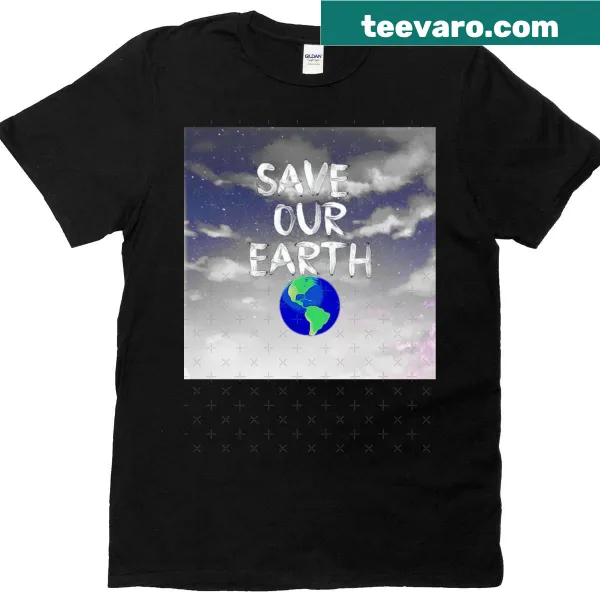 T-shirt with a design promoting environmental conservation and saving Earth