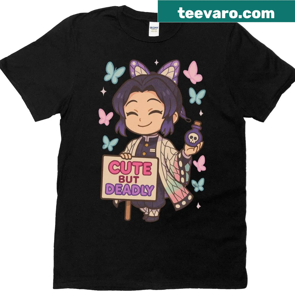Cute Chibi Shinobu graphic T-shirt with a playful design — on a men's t-shirt