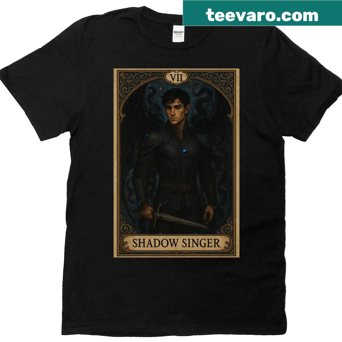 Tarot card design featuring Azriel from ACOTAR series — on a men's t-shirt