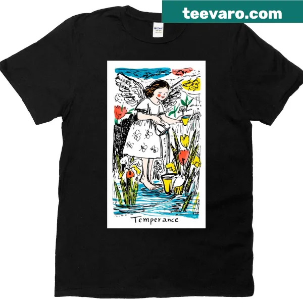 Illustrated Temperance tarot t-shirt by Deedlit featuring intricate design