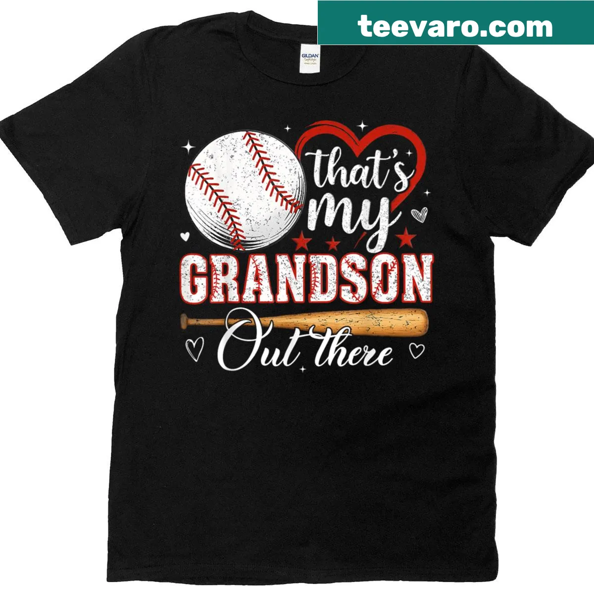 Illustrative tee for grandmas showcasing their grandson's baseball love — on a men's t-shirt