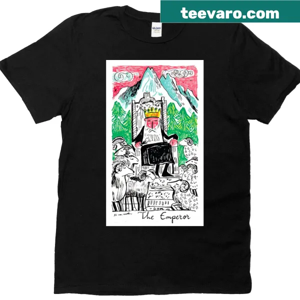 Illustrated Emperor tarot card design on a stylish tee