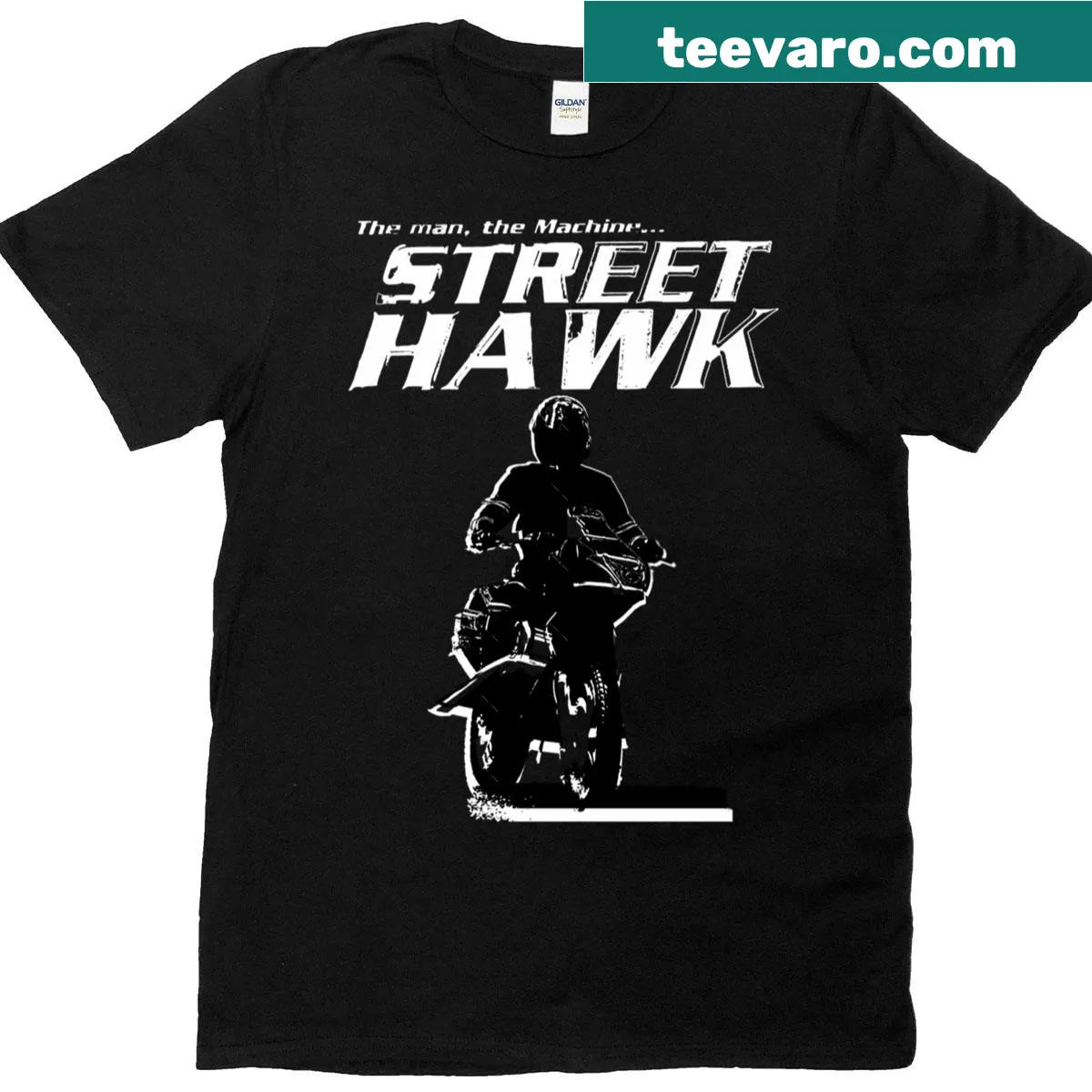 Bold graphic tee featuring the iconic Street Hawk motorcycle — on a men's t-shirt