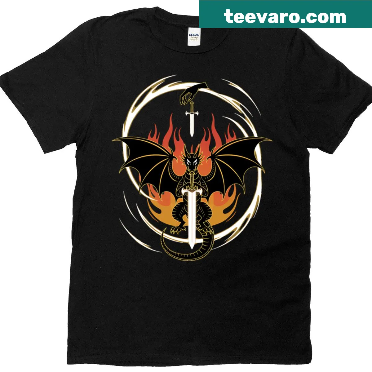 Playful wizard and demon illustration on a T-shirt — on a men's t-shirt