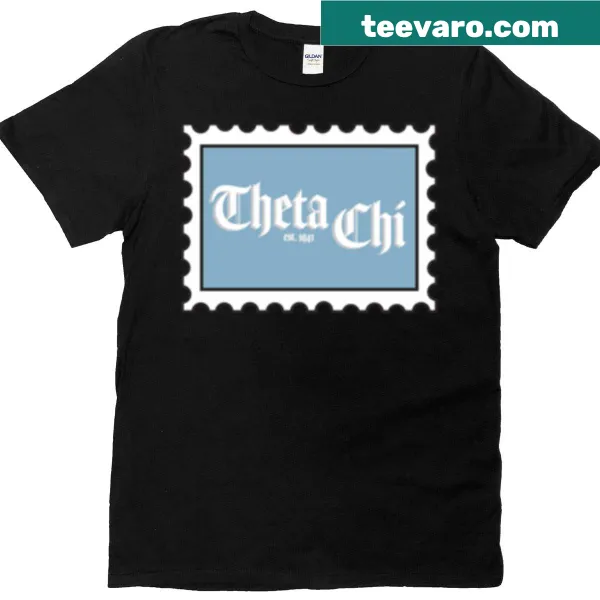Theta Chi emblem in stamp design on a t-shirt
