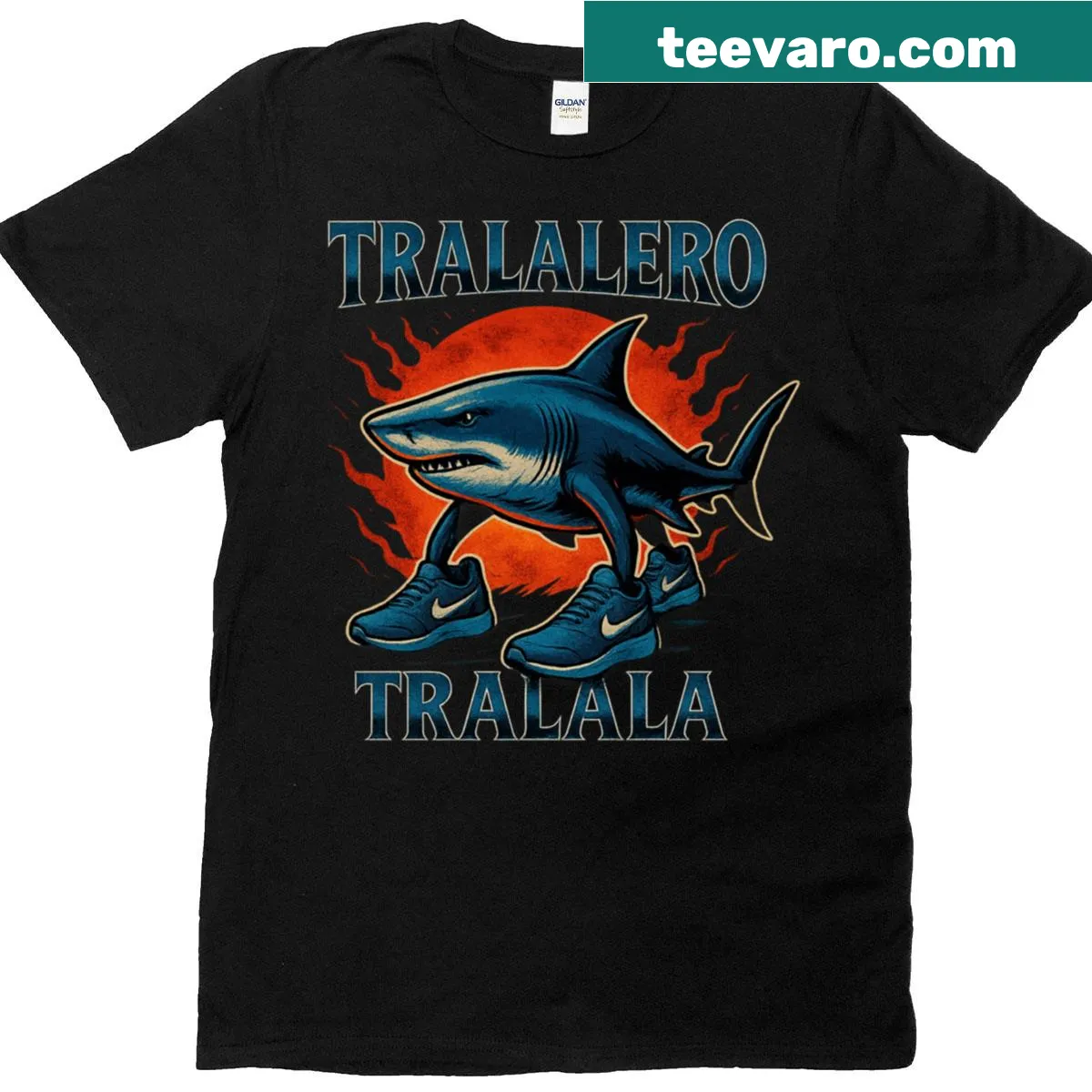 Playful text design T-shirt with whimsical 'Tralalero Tralala' phrase — on a men's t-shirt