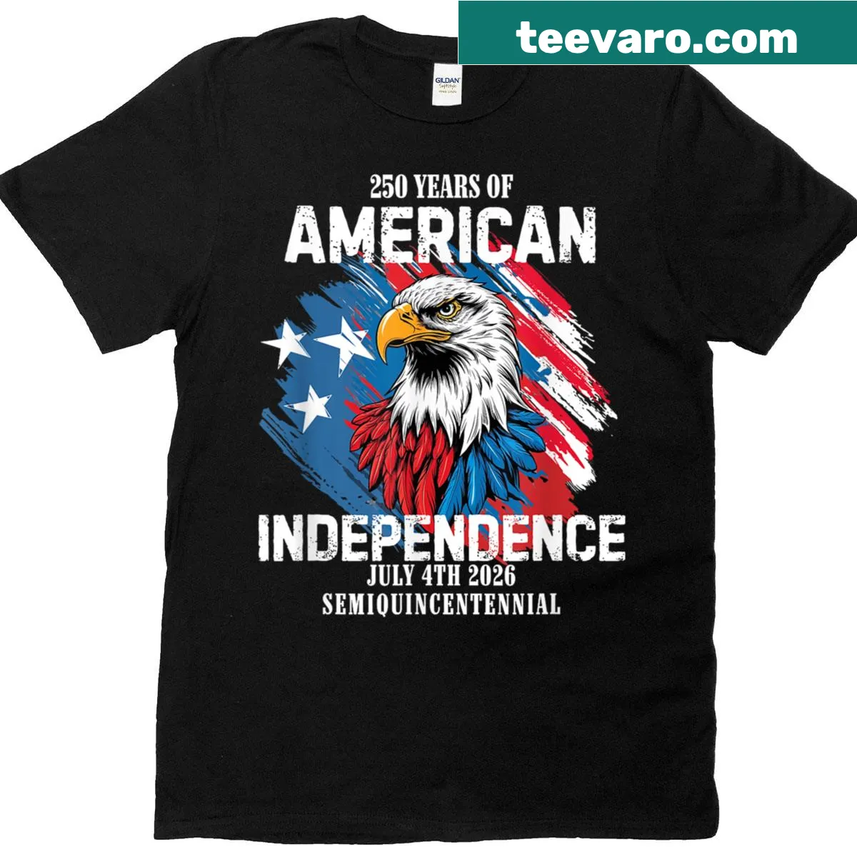 American flag design commemorating the USA's 250th anniversary — on a men's t-shirt