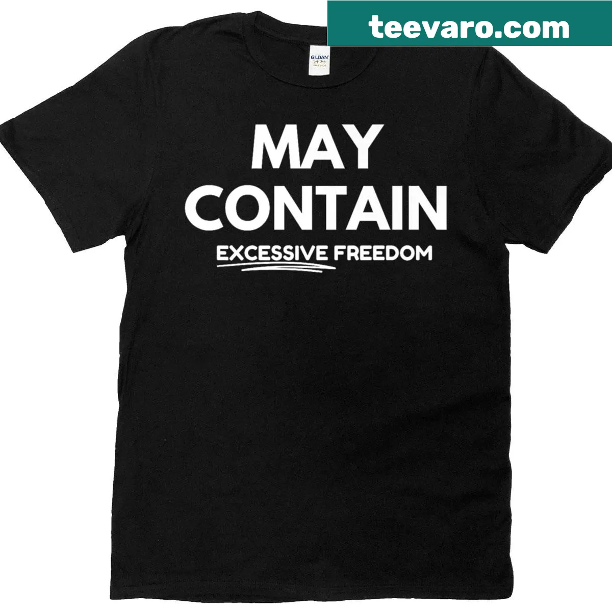 T-shirt with a humorous freedom warning graphic — on a men's t-shirt