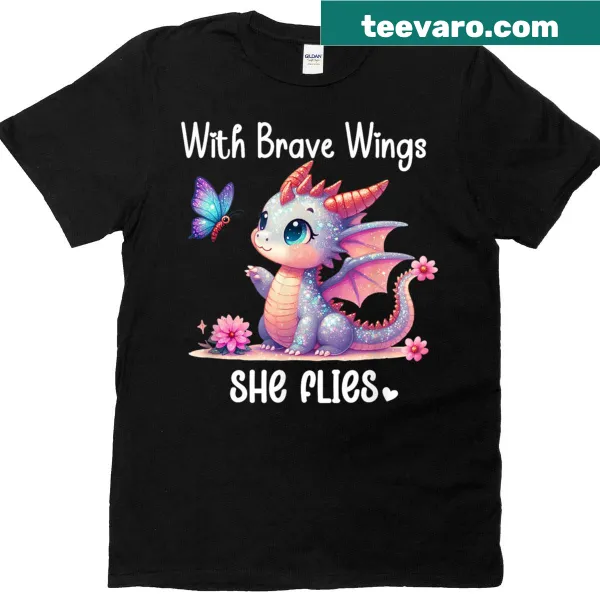 Illustration of a butterfly with flowers and dragon wings on a T-shirt
