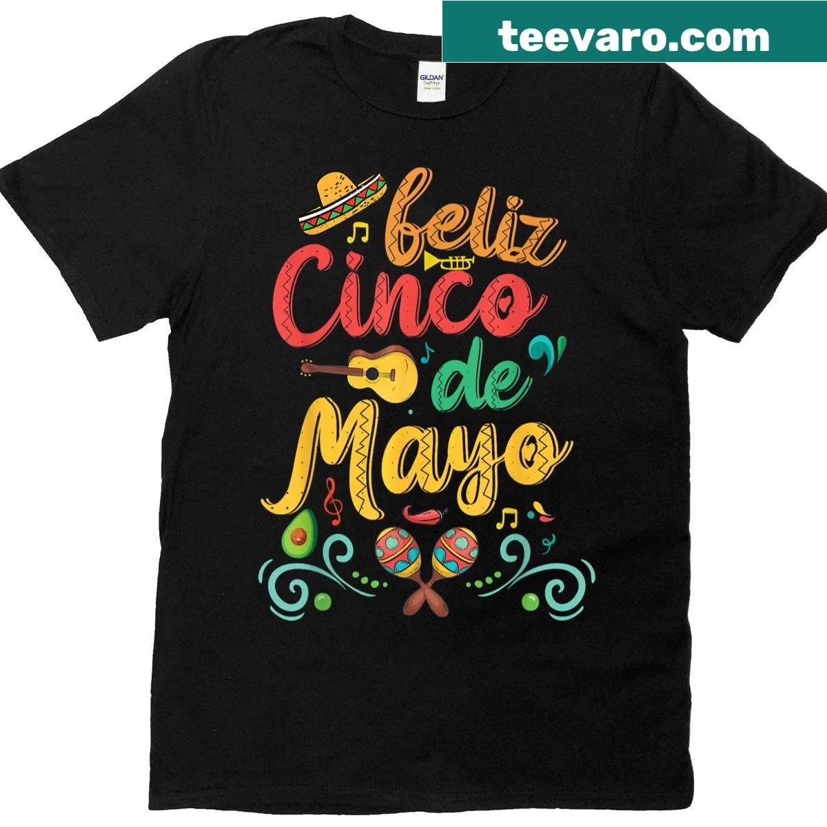 Cinco De Mayo T-shirt with festive typography for women — on a men's t-shirt