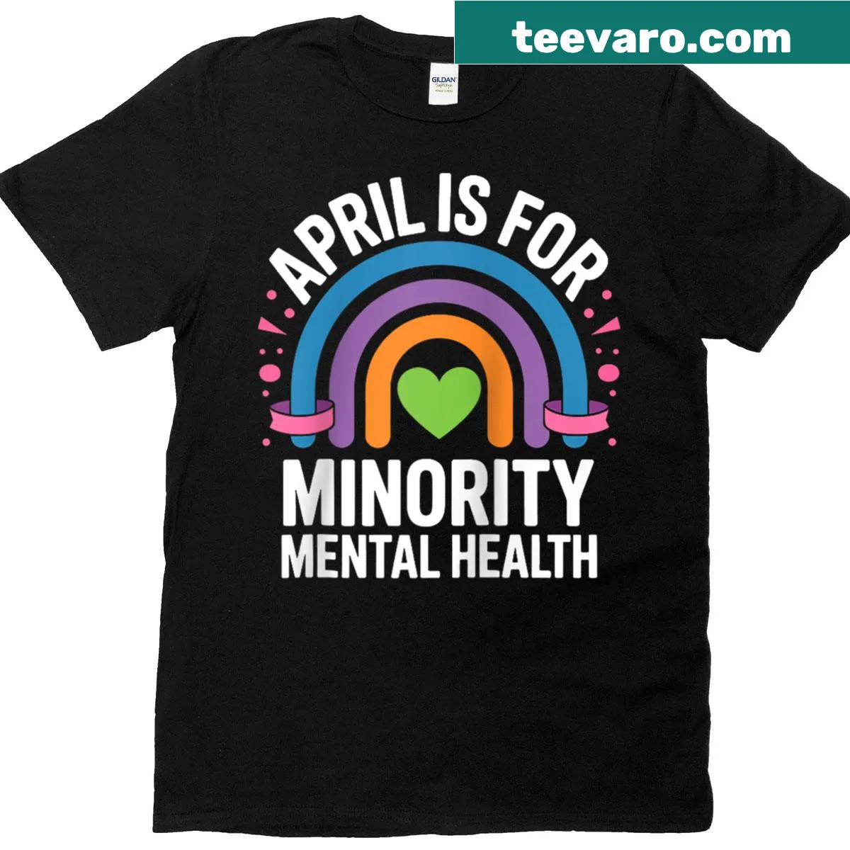 Awareness t-shirt for National Minority Mental Health Month with inspirational message — on a men's t-shirt