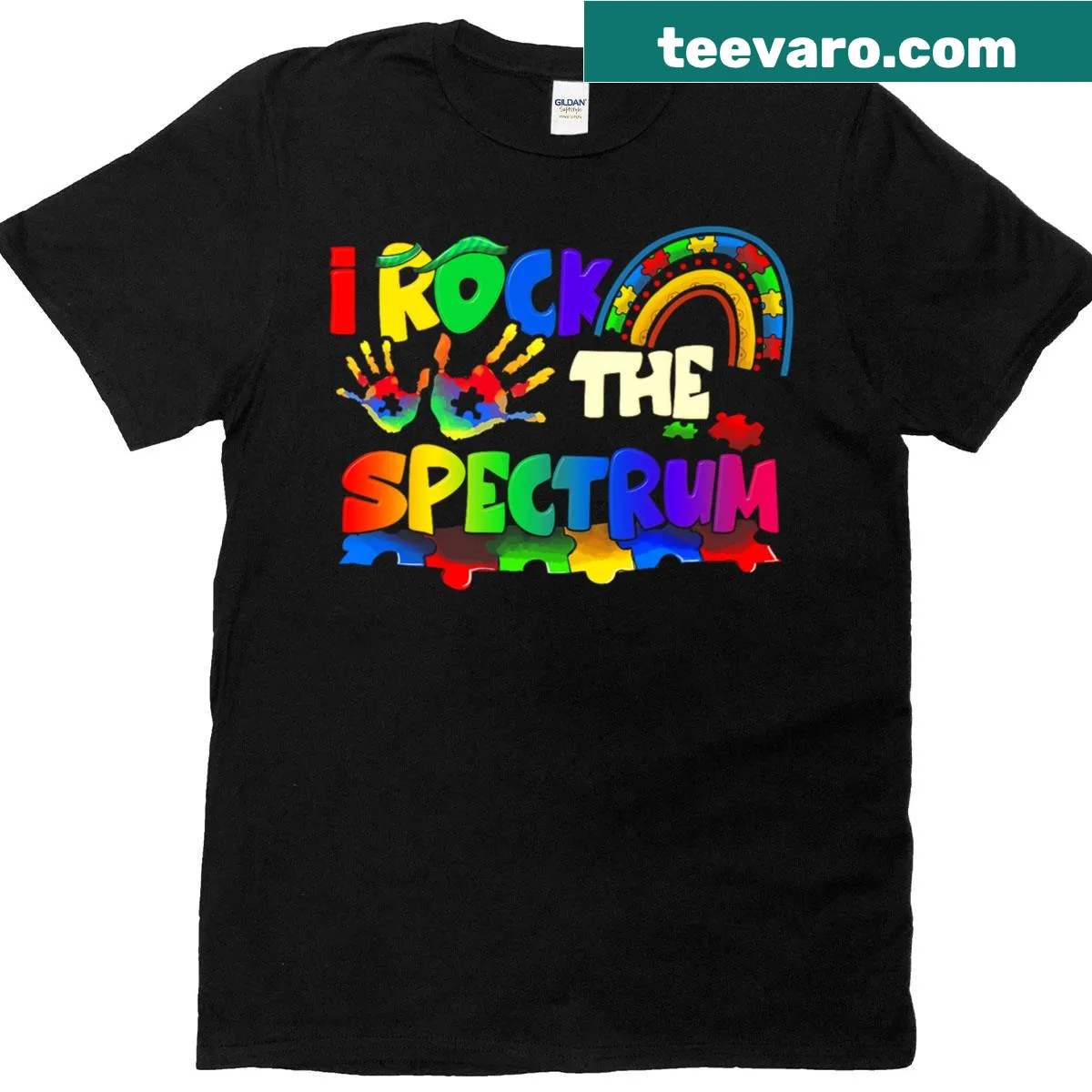 Fun Autism Awareness T-shirt with puzzle piece design. — on a men's t-shirt