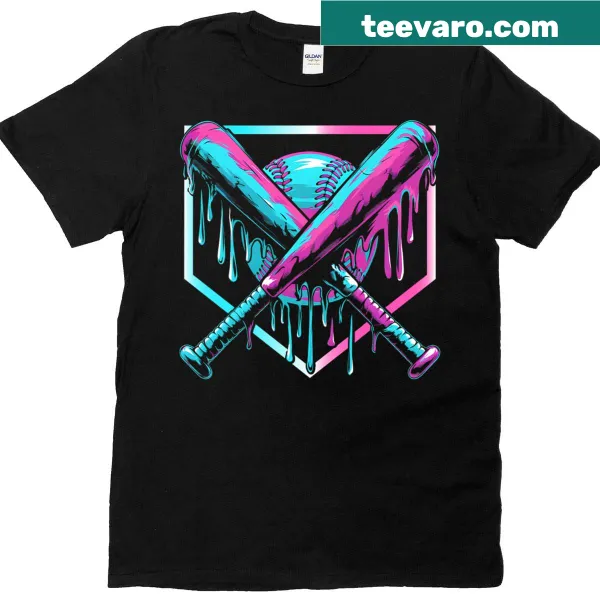 Youth t-shirt with baseball and ice cream drip design