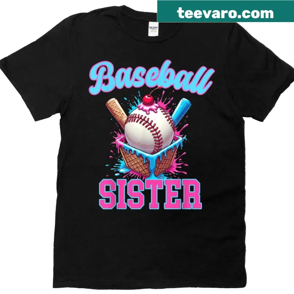 Youth t-shirt with baseball and ice cream design for girls