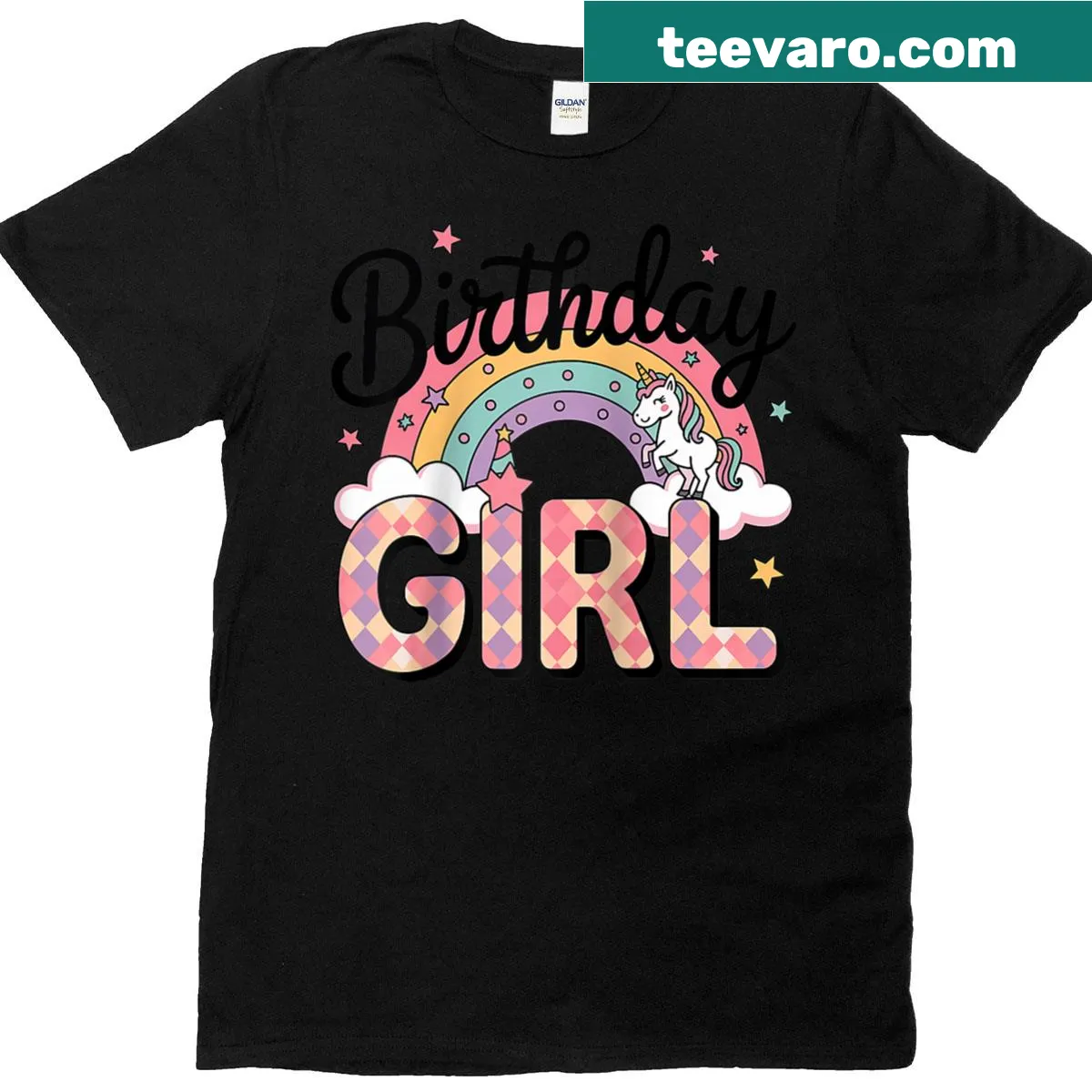 Cute unicorn and rainbow design raglan T-shirt for toddlers — on a men's t-shirt