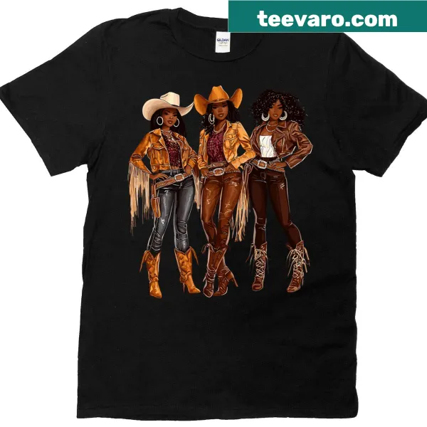 Proud Black cowgirl graphic T-shirt celebrating Western culture