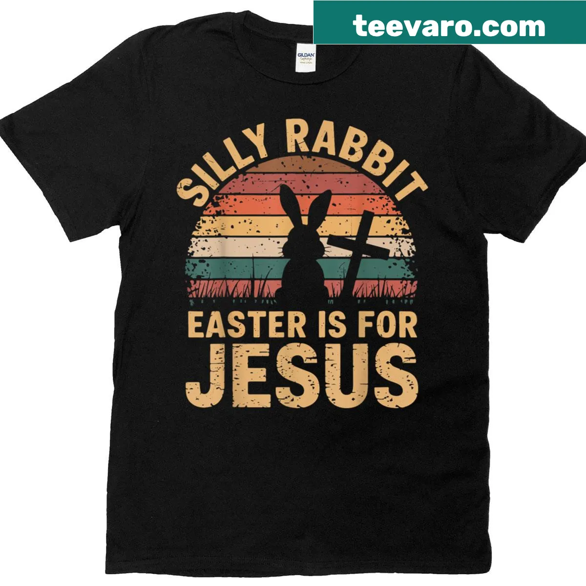 Silly rabbit Easter T-shirt with the phrase 'Easter Is Jesus' — on a men's t-shirt