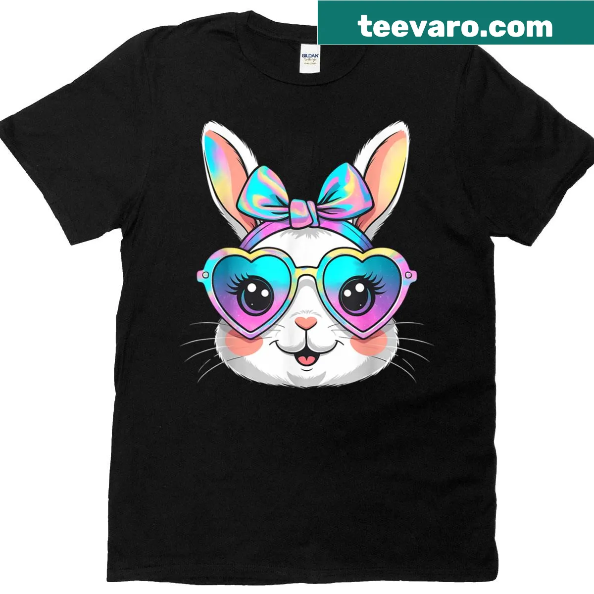 Bunny face sunglasses design for Easter Day — on a men's t-shirt