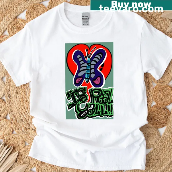 Playful butterfly graphic on a t-shirt