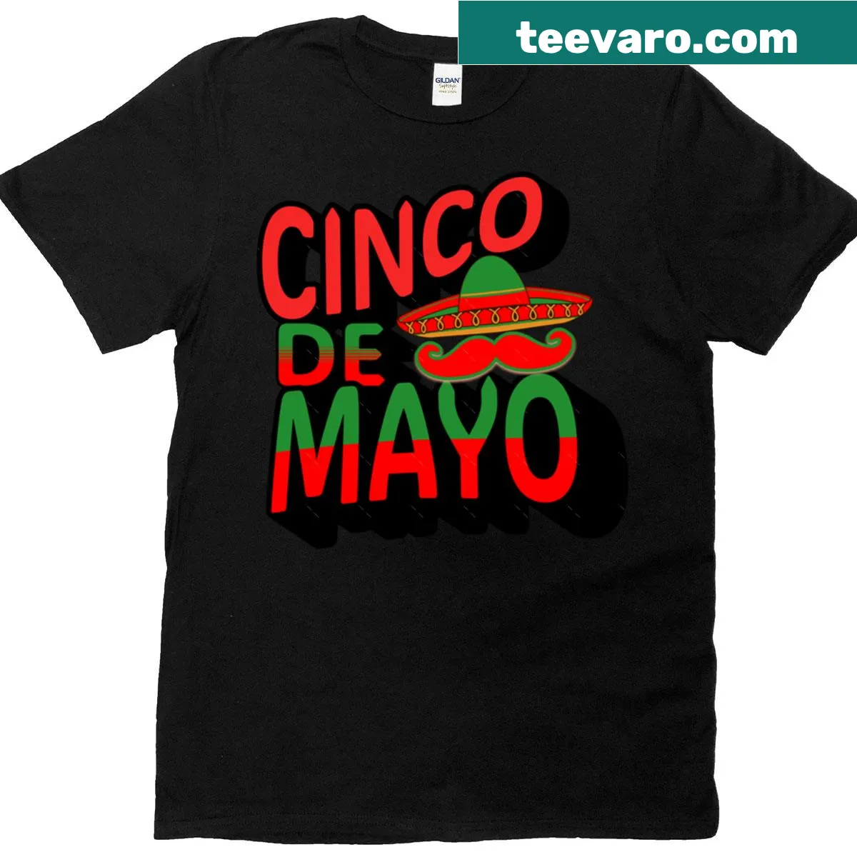 Cinco De Mayo t-shirt with text and mustache design. — on a men's t-shirt
