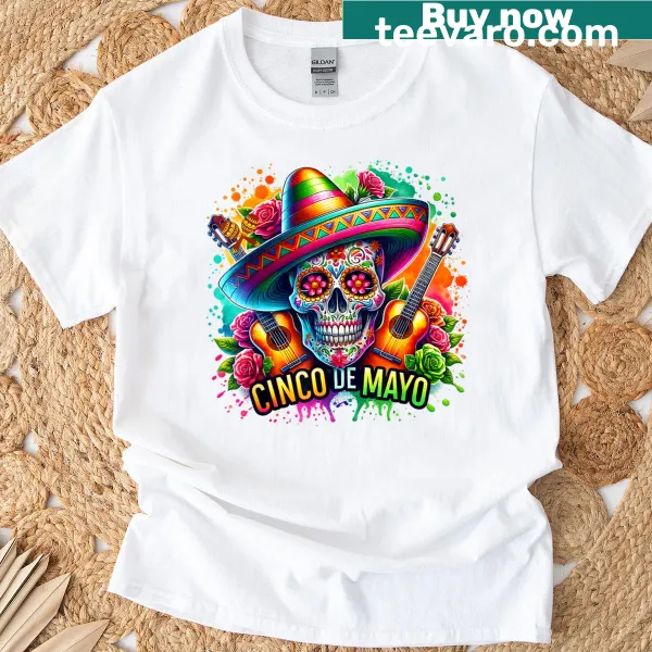 Cinco De Mayo T-shirt with sugar skull design