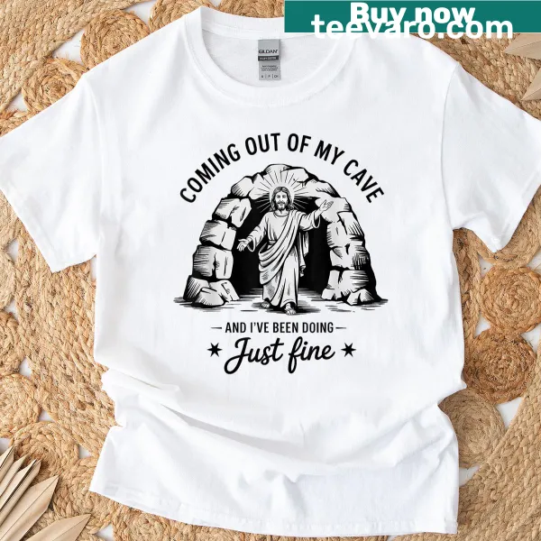 Easter T-shirt with humorous 'Coming Out Of My Cave' design