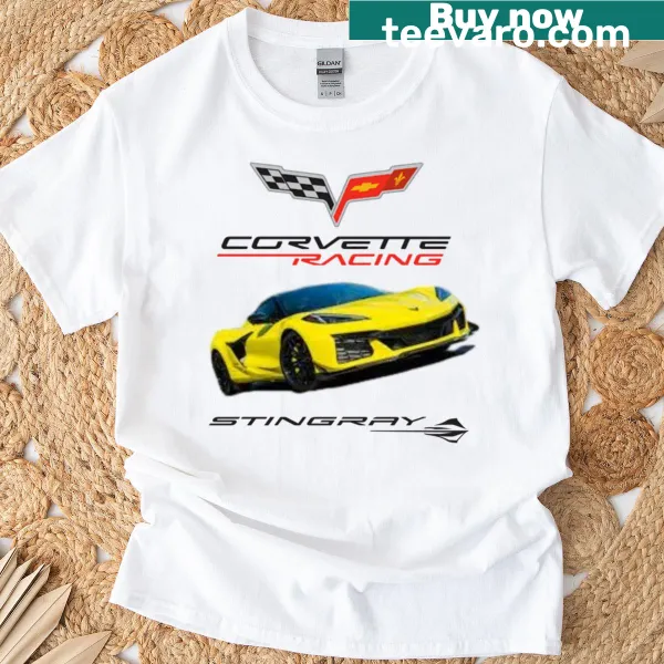 Illustrated Corvette C8 T-shirt showcasing its sleek design