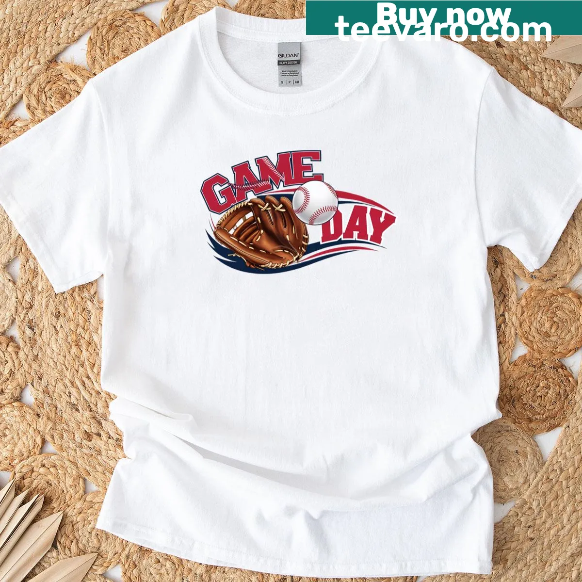 Game day t-shirt for moms with baseball and softball symbols — on a men's t-shirt