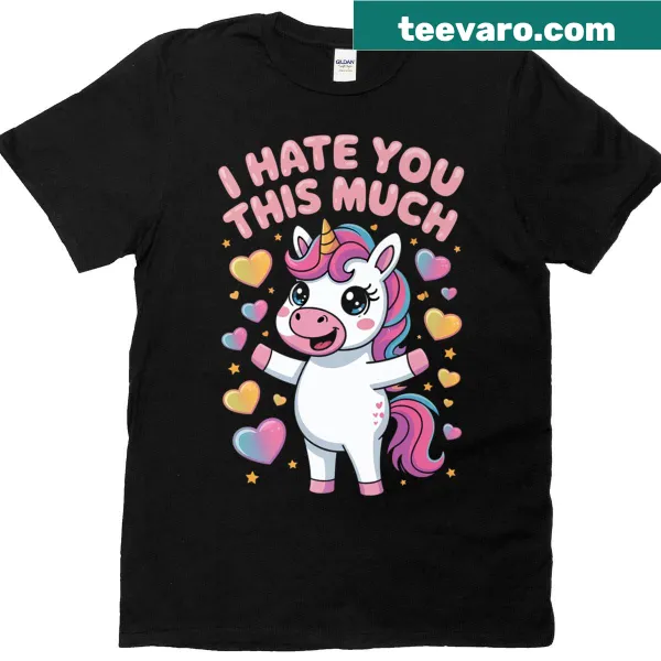 Charming unicorn with hearts and stars on a premium t-shirt