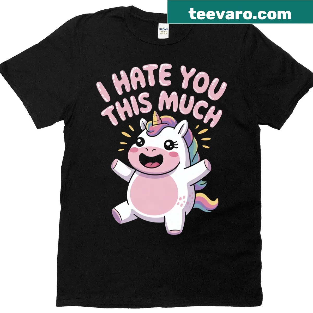 Sassy unicorn graphic with playful text on a t-shirt — on a men's t-shirt
