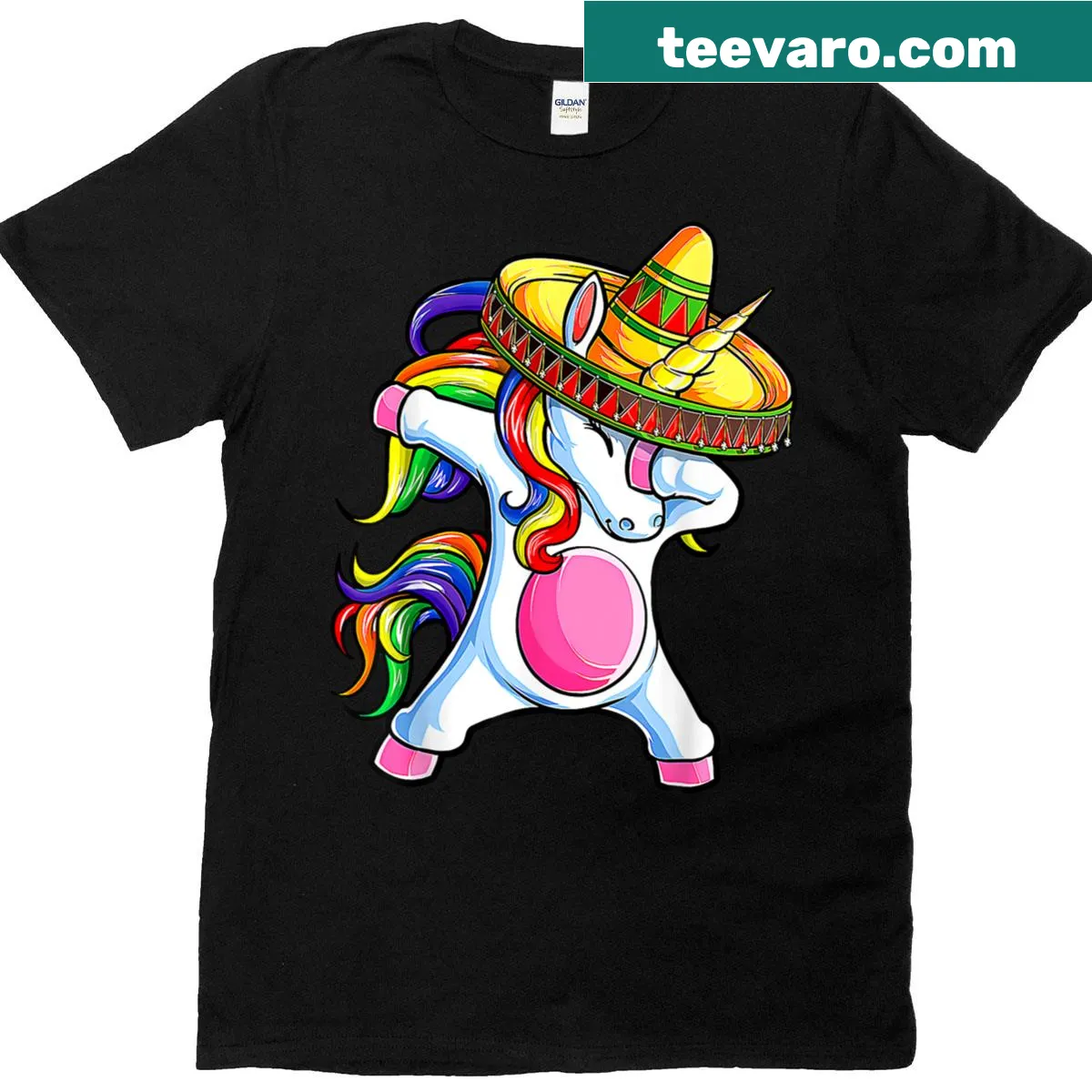 Cute dabbing unicorn t-shirt for Cinco de Mayo celebrations — on a men's t-shirt
