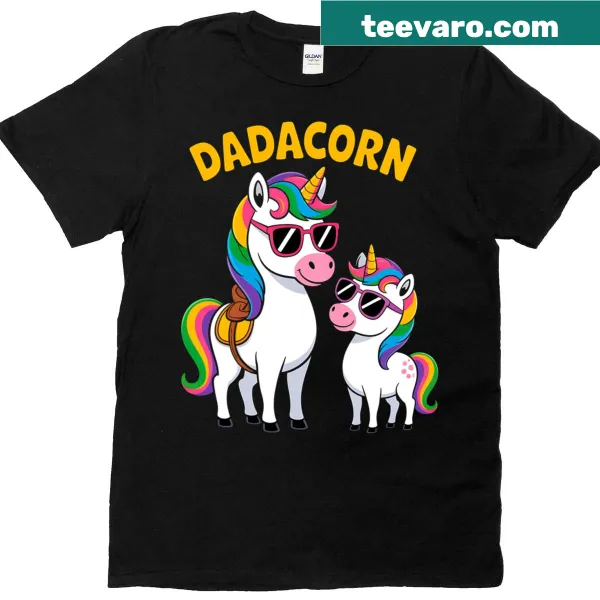 Funny t-shirt featuring a dad unicorn and kid unicorn design for Father's Day.