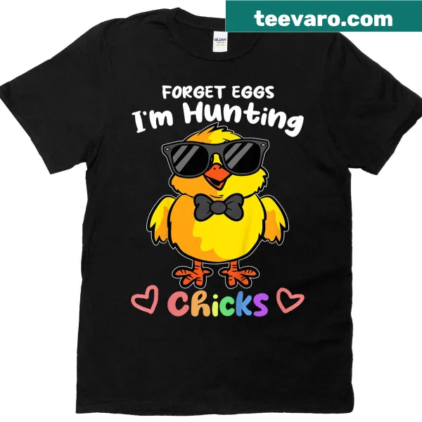 Funny Easter t-shirt for kids with hunting chicks graphic