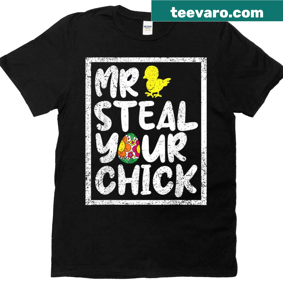 Funny Mr Steal Your Chick design on an Easter t-shirt for kids — on a men's t-shirt