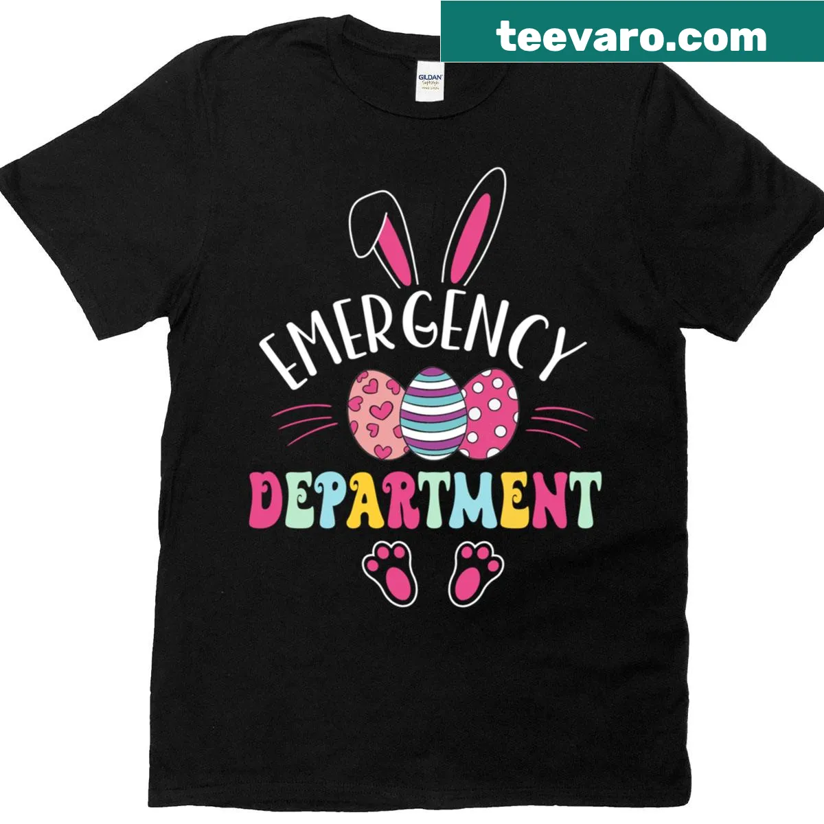 Easter-themed T-shirt with bunny design for nurses — on a men's t-shirt