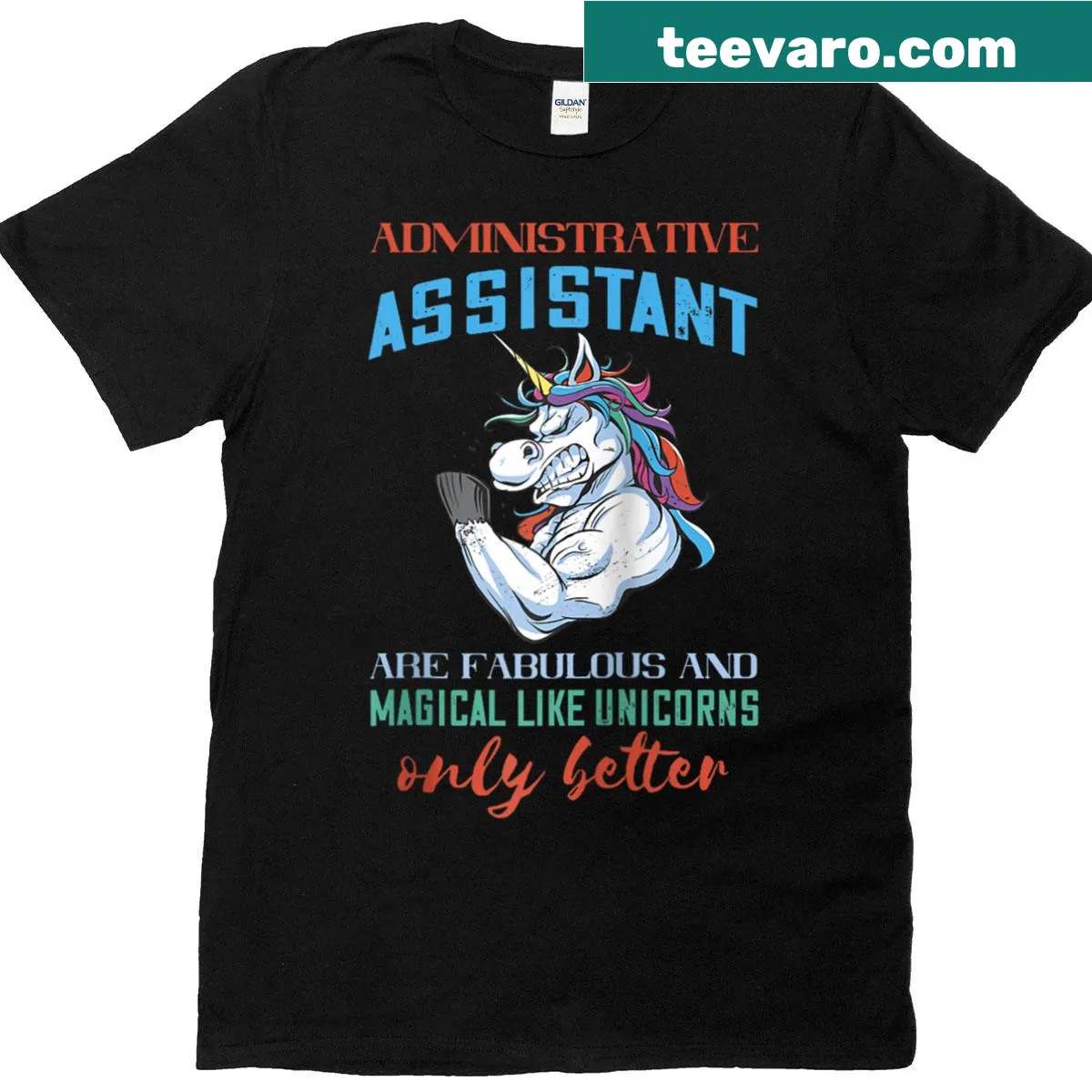 Raglan tee with a cute unicorn design for administrative assistants — on a men's t-shirt