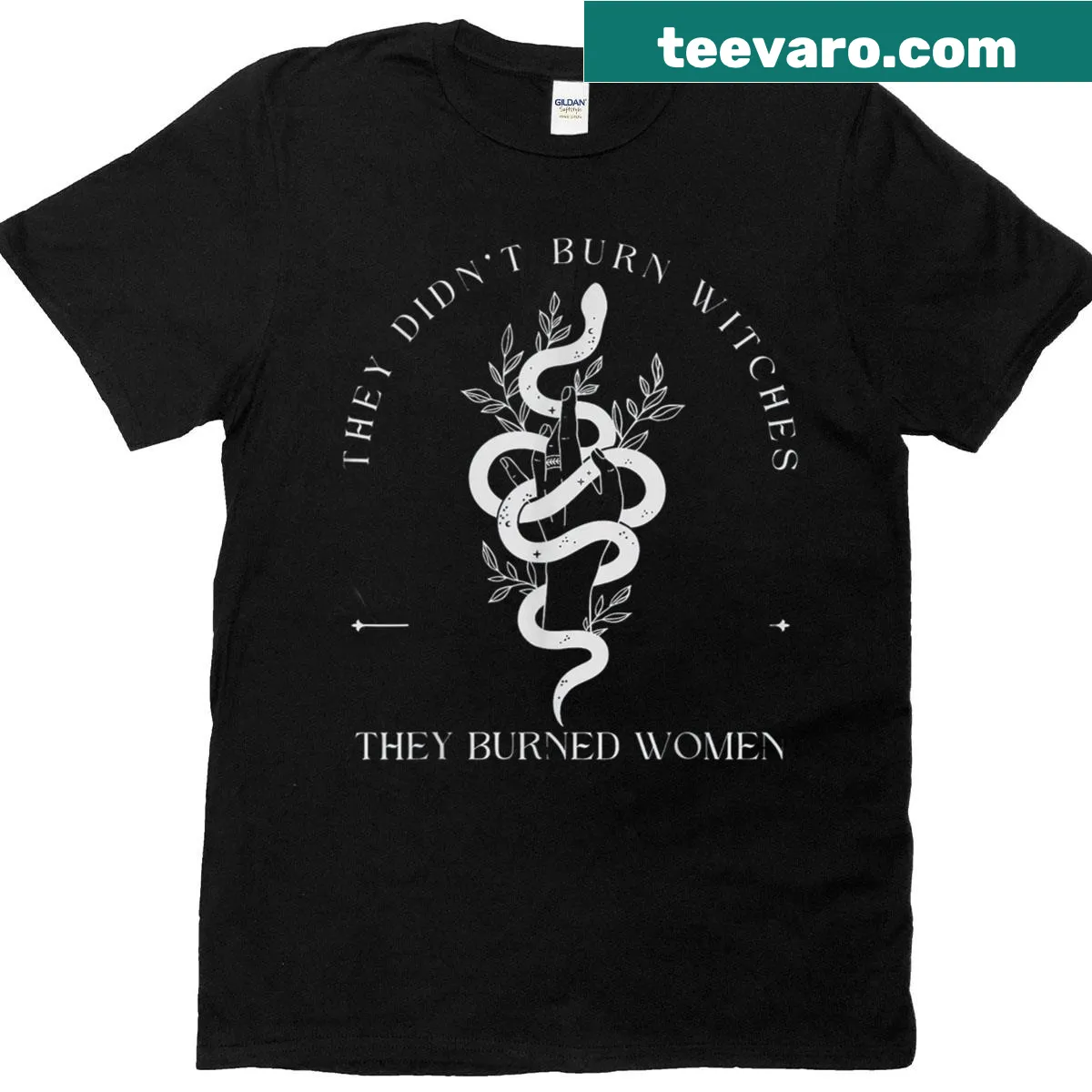 Vintage-style Feminist Witch t-shirt with retro graphic text — on a men's t-shirt