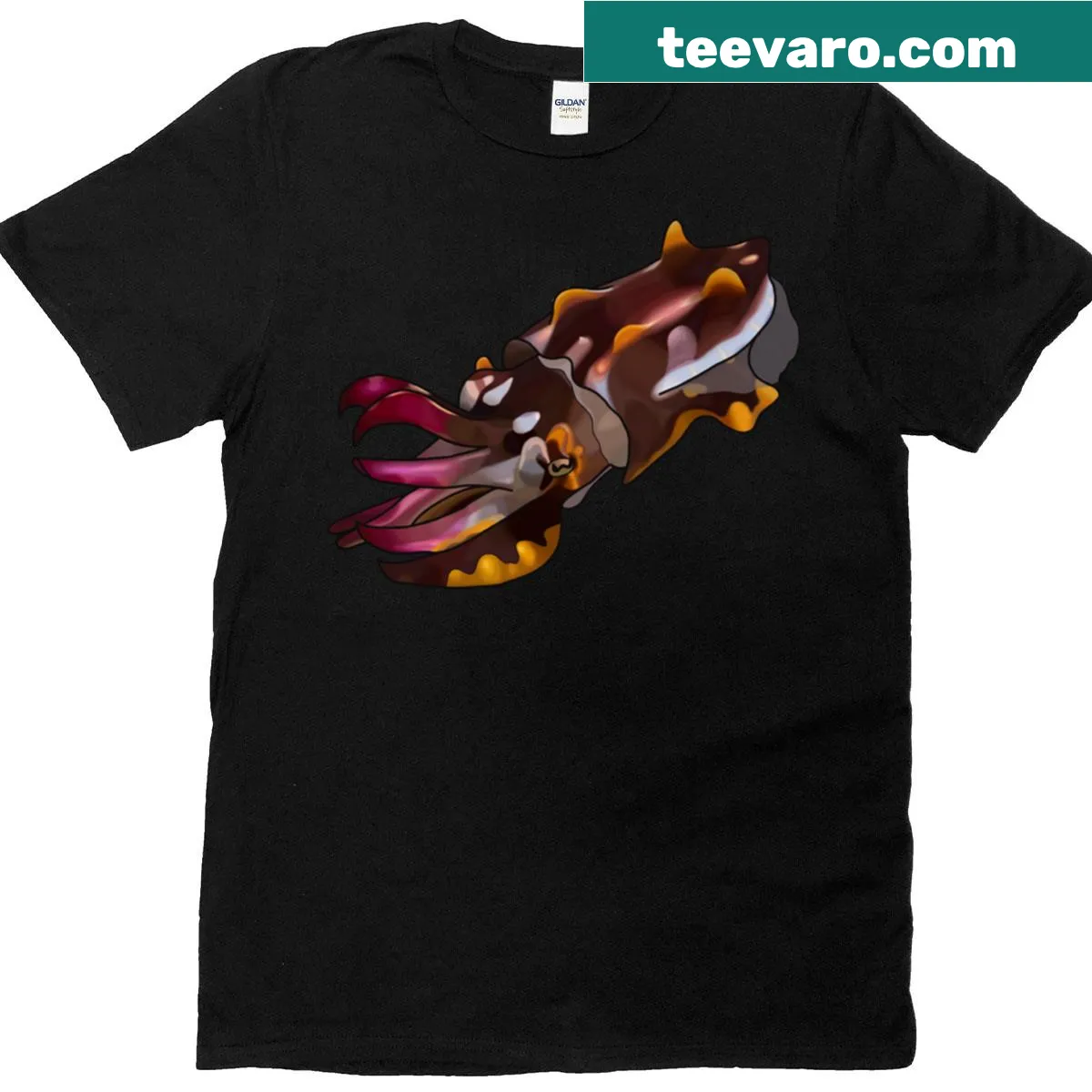 Flamboyant Cuttlefish Oversized T-shirt featuring playful marine life graphics — on a men's t-shirt