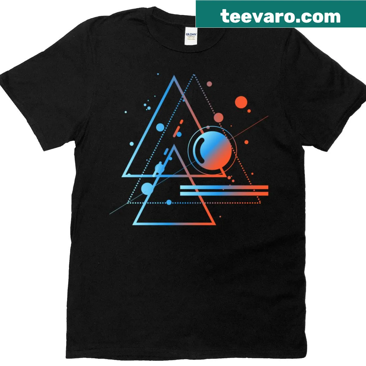 Retro fractal geometry design on an oversized T-shirt — on a men's t-shirt