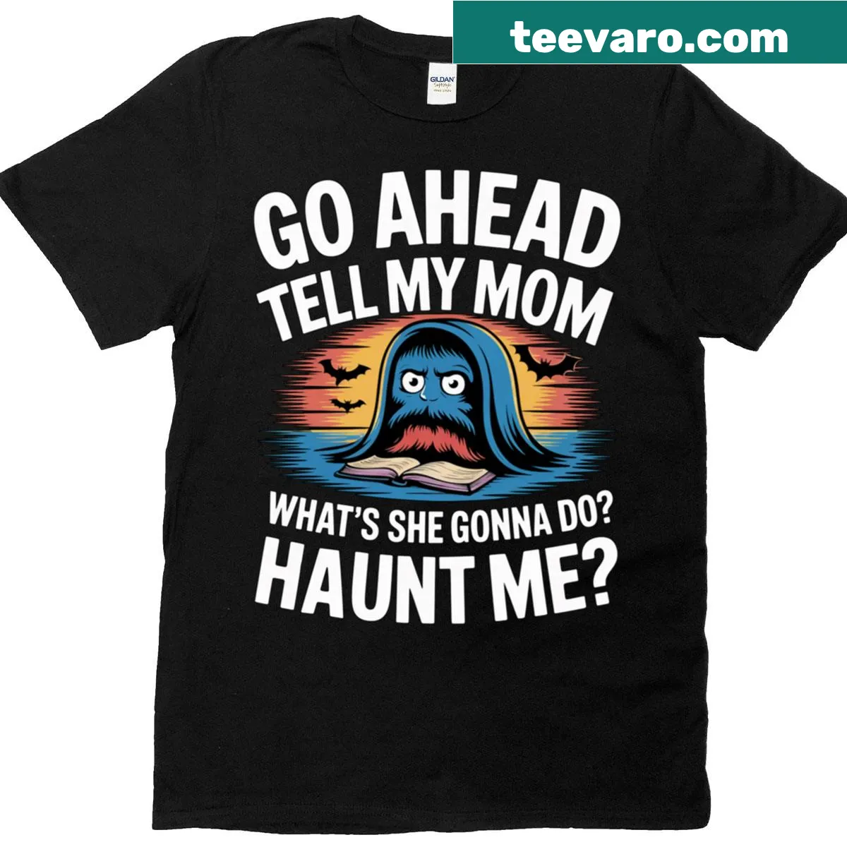 Oversized t-shirt with humorous ghost-themed text — on a men's t-shirt