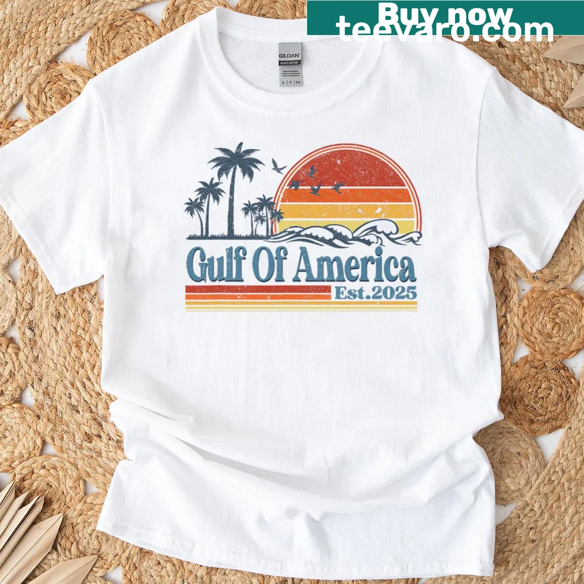 Retro-style t-shirt celebrating Gulf of Us America 2025 — on a men's t-shirt