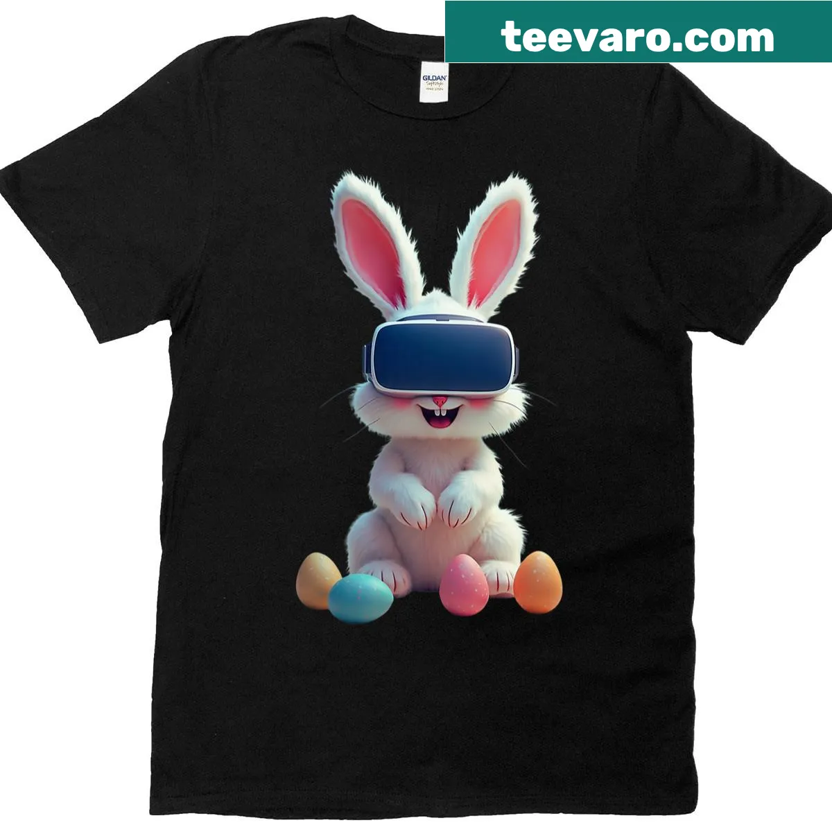Funny gaming bunny for Easter t-shirt — on a men's t-shirt