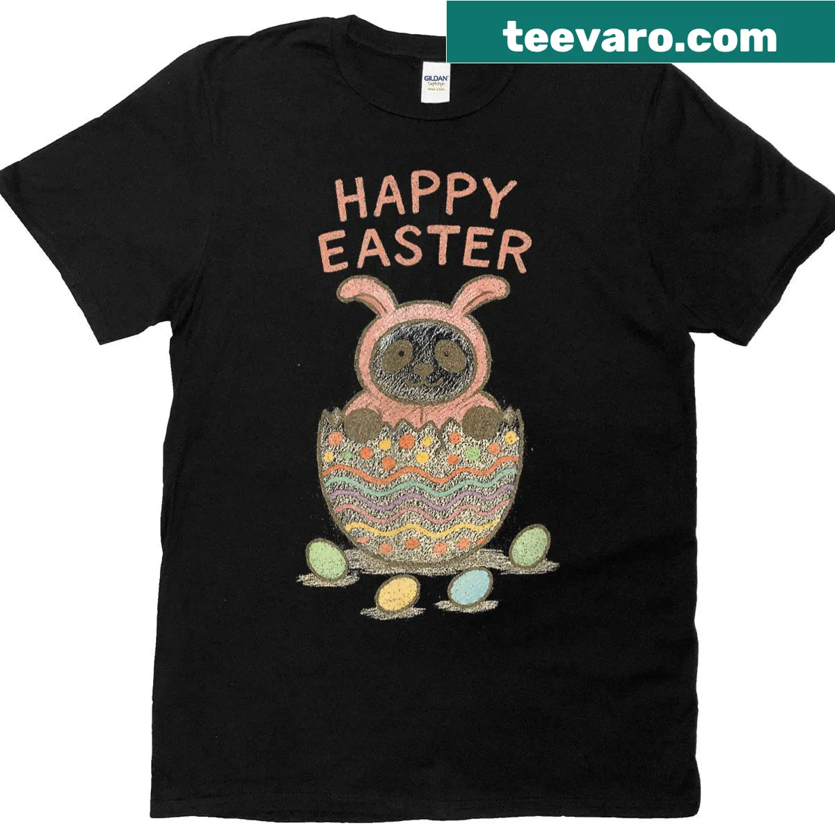 Cute panda graphic celebrating Easter — on a men's t-shirt
