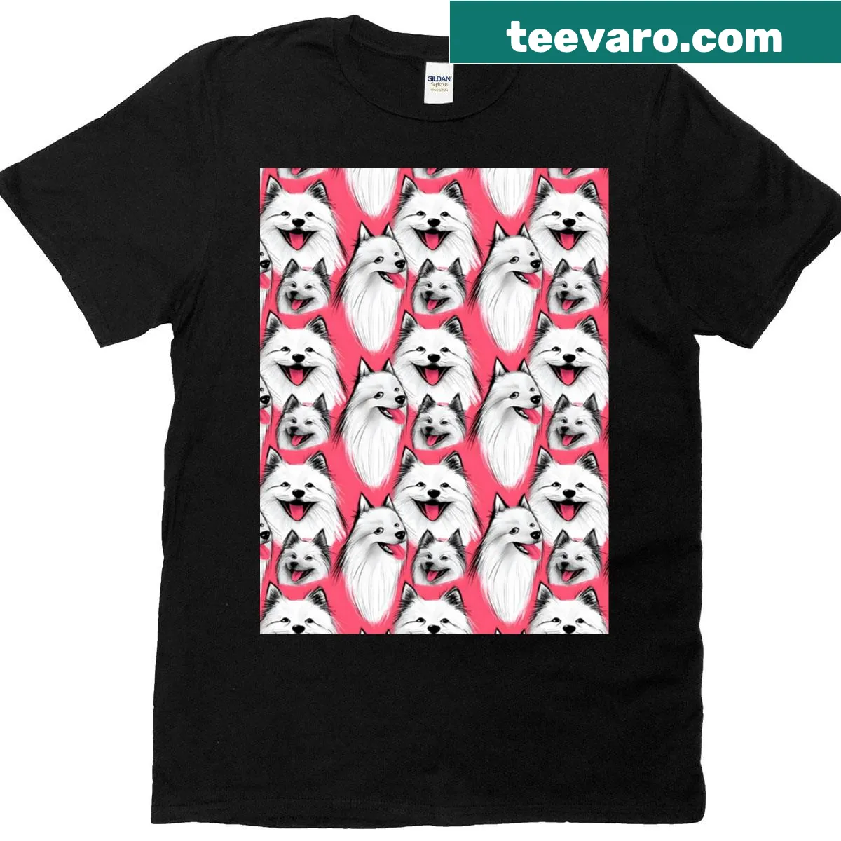 Cute Pomeranian sketch pattern graphic T-shirt — on a men's t-shirt