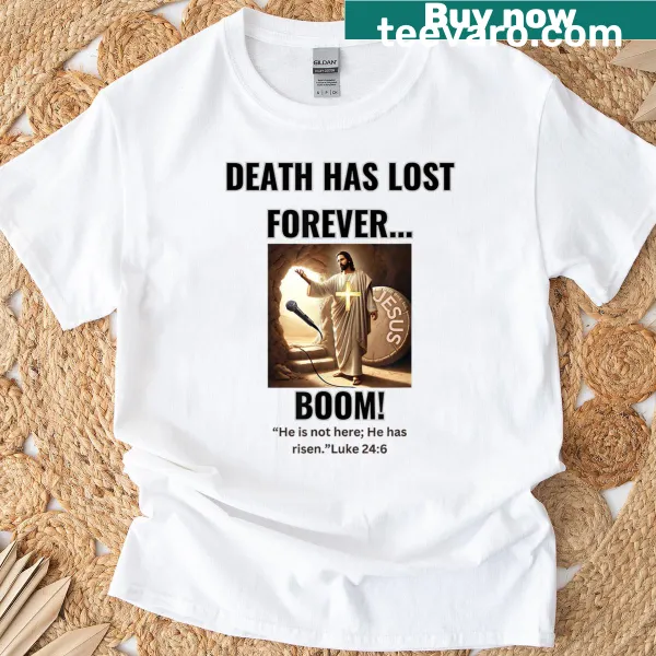 Inspirational T-shirt with 'He Has Risen' text for Easter