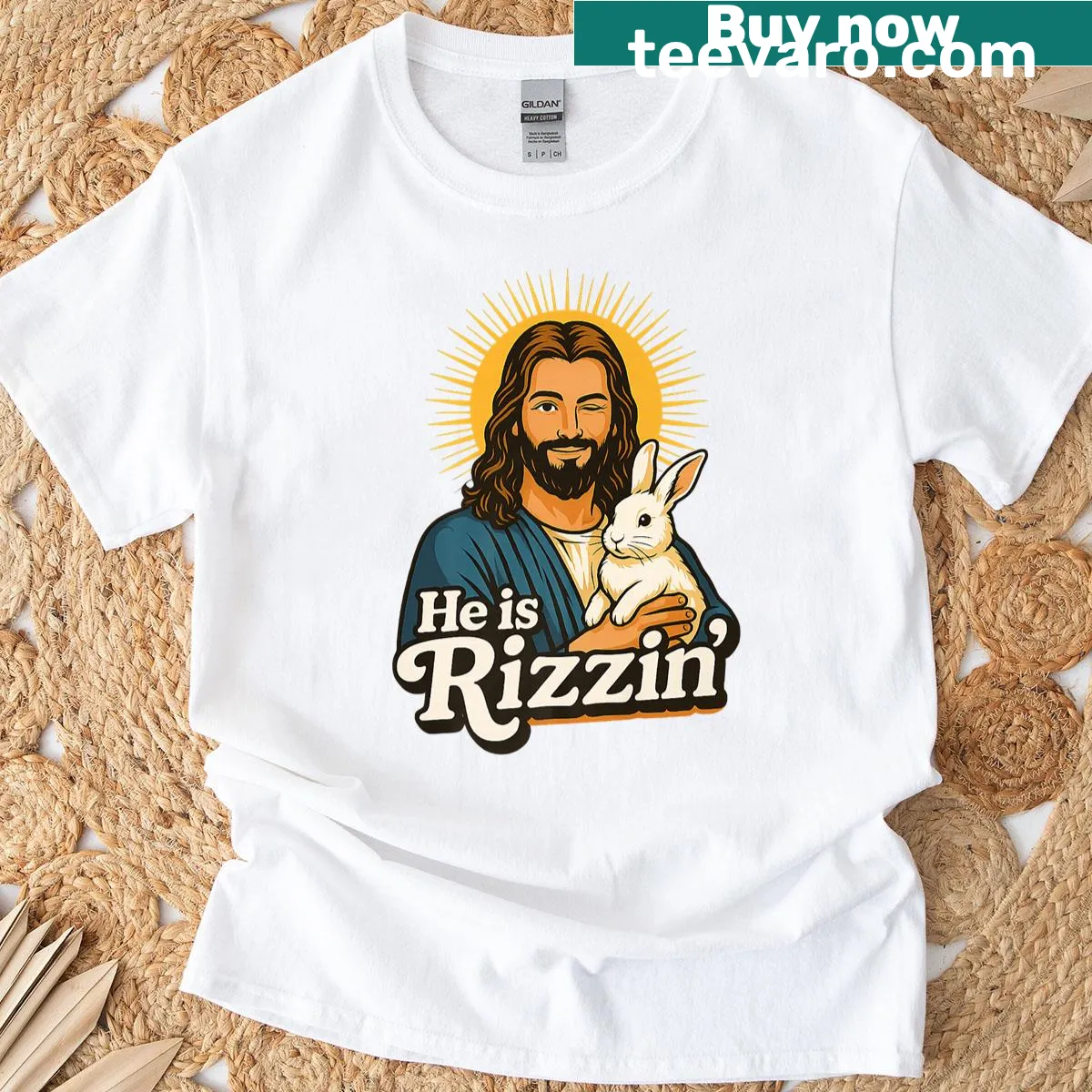Funny meme bunny design for Easter on a premium t-shirt — on a men's t-shirt