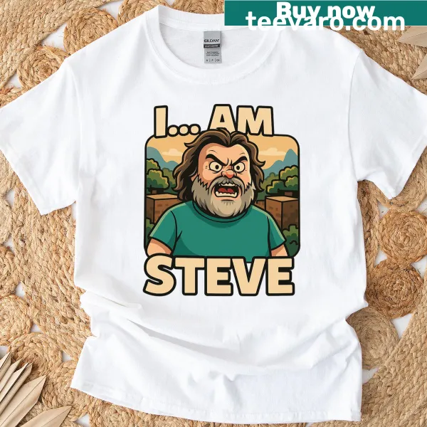 Bold I Am Steve graphic t-shirt for Minecraft fans