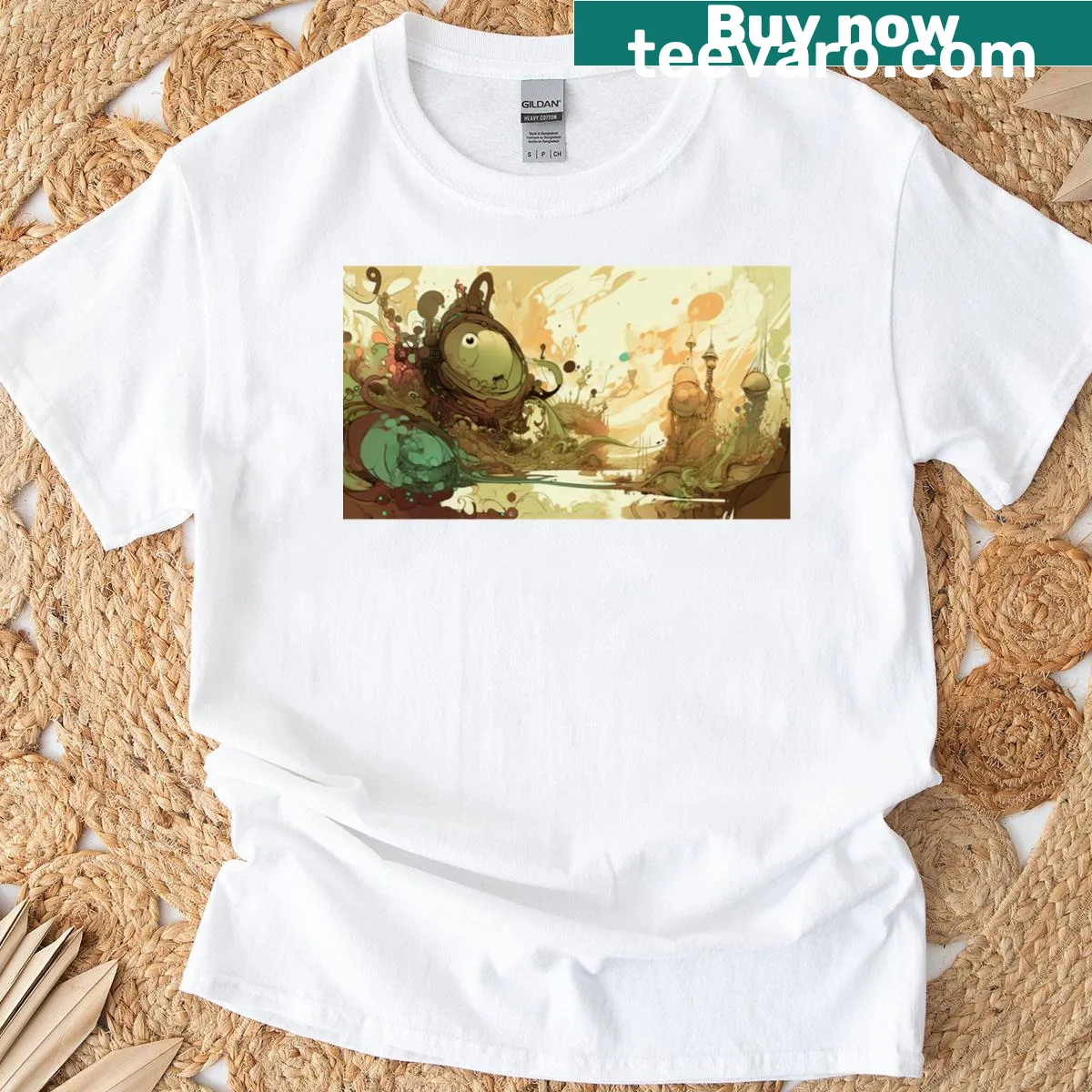 Minimalist t-shirt with the word 'Immersive' printed on it — on a men's t-shirt